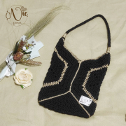 tas rajut hitam cokelat